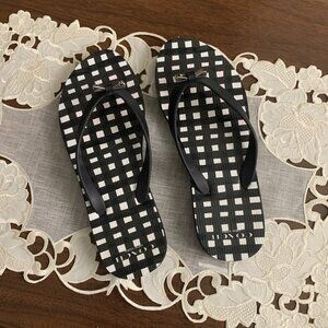 Coach Black and White Flip Flops